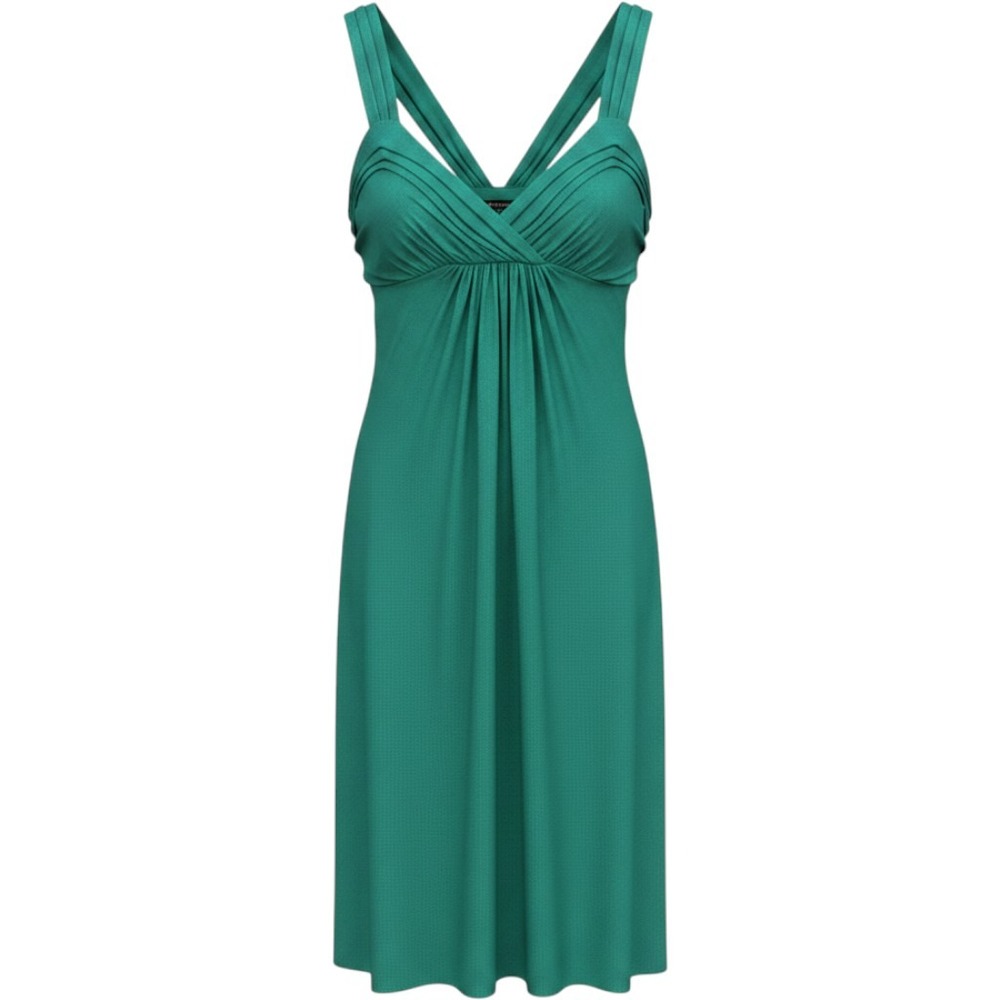BCBGMAXAZRIA Cocktail Dress Women Large Teal Green Pleated V-Neck Sleeveless